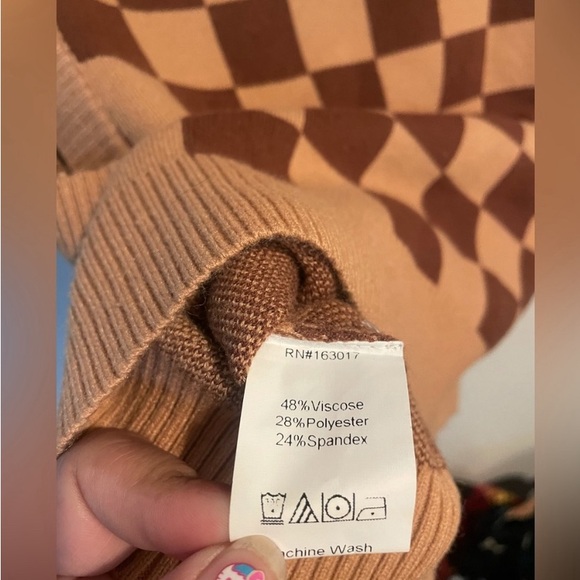 Princess Polly Luci Tan And Brown Checkered Plaid Tank Top Mini Skirt size M/L - Picture 5 of 8